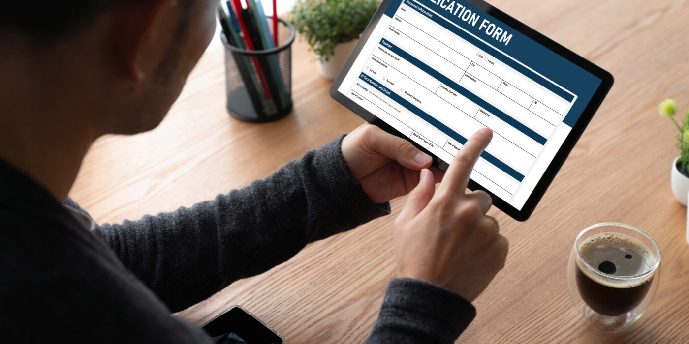 Online application form for modish registration on the internet website